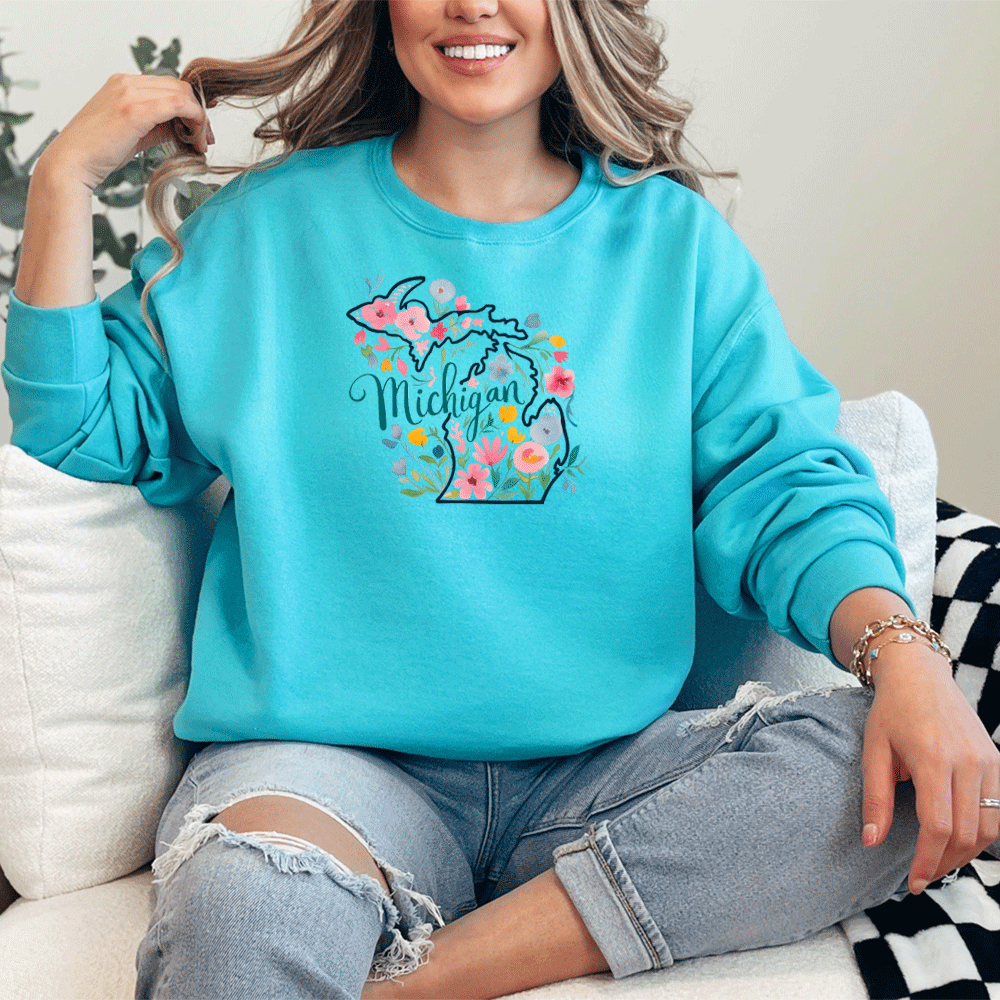 "Michigan Floral" Relaxed Fit Classic Crew Unisex Sweatshirt