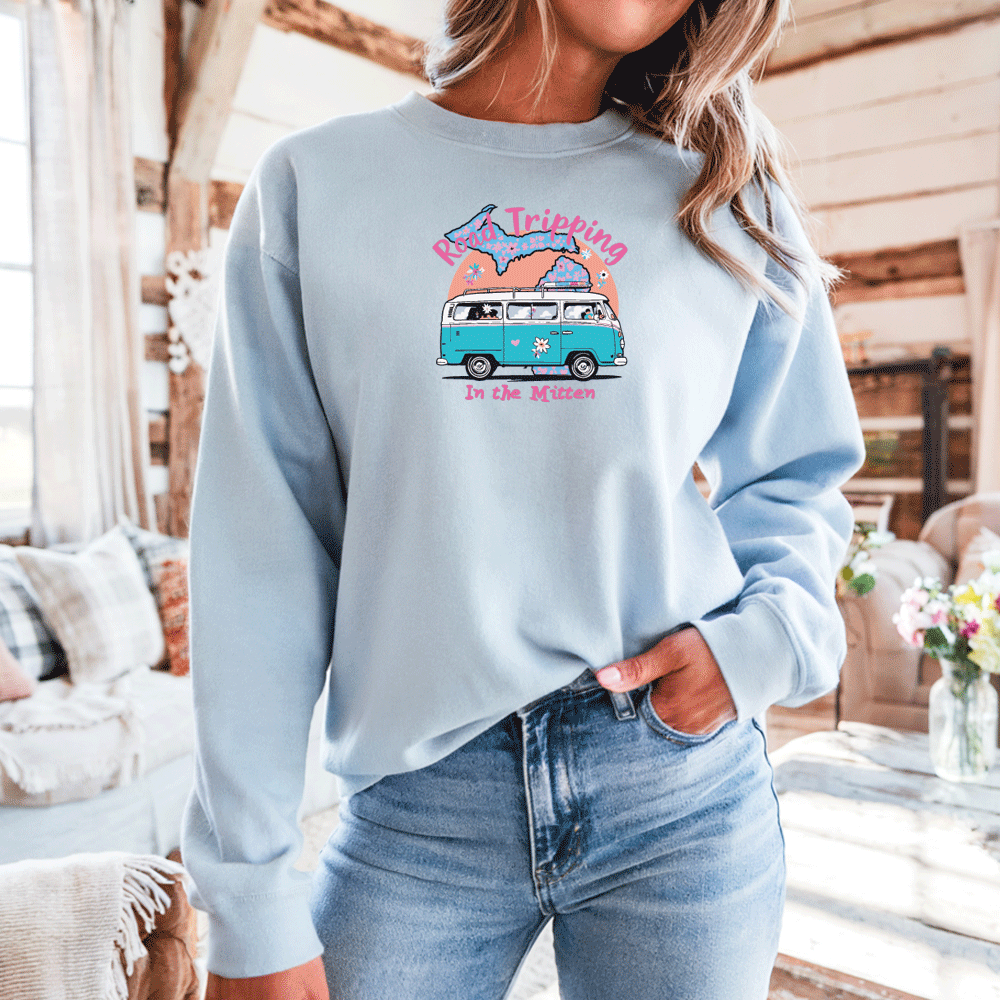 "Michigan Road Trip" Relaxed Fit Classic Crew Unisex Sweatshirt