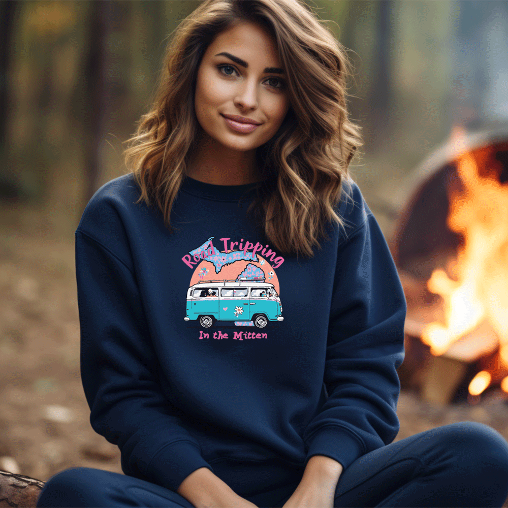 "Michigan Road Trip" Relaxed Fit Classic Crew Unisex Sweatshirt