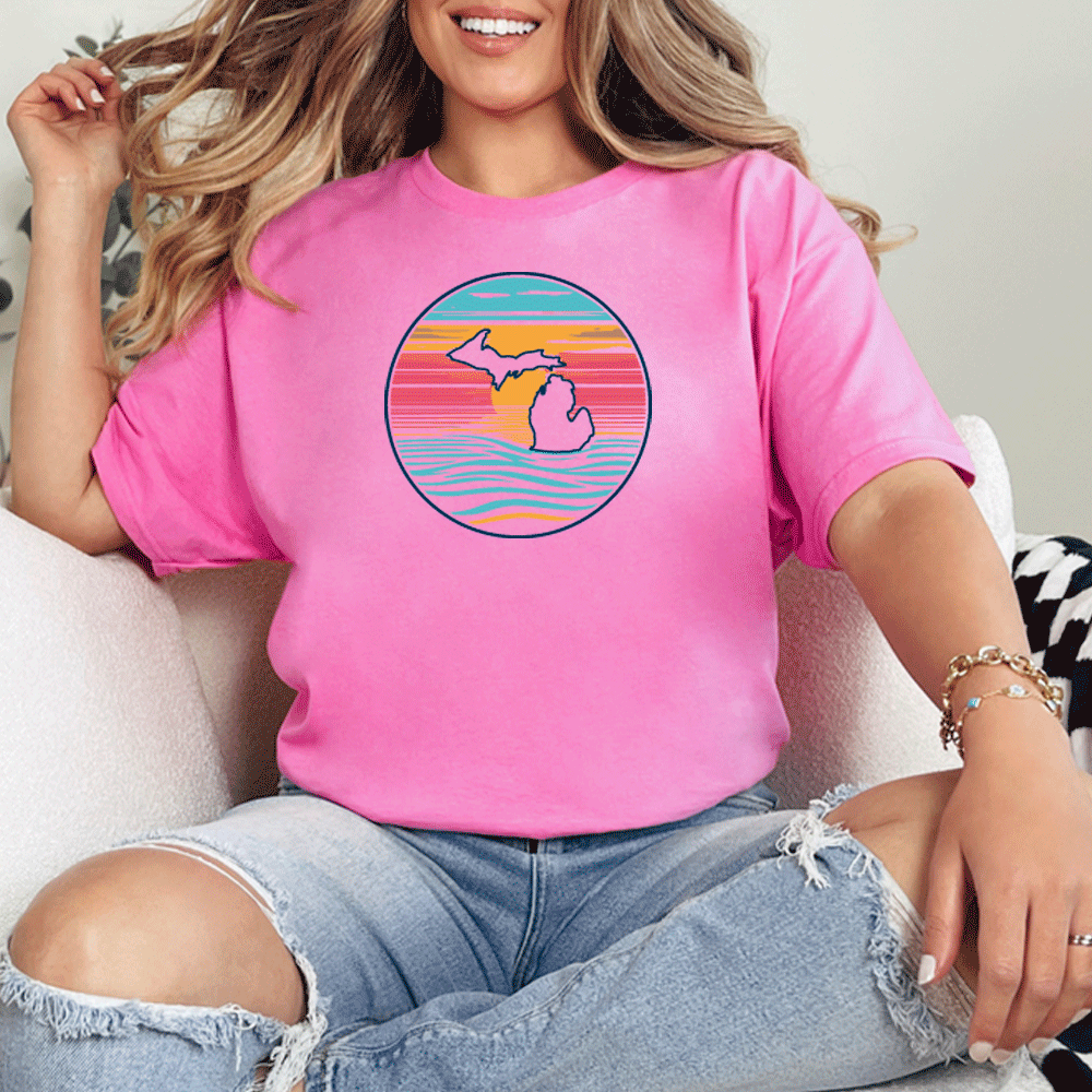 "Sunrise Over Michigan" Relaxed Fit Crew Unisex T-Shirt
