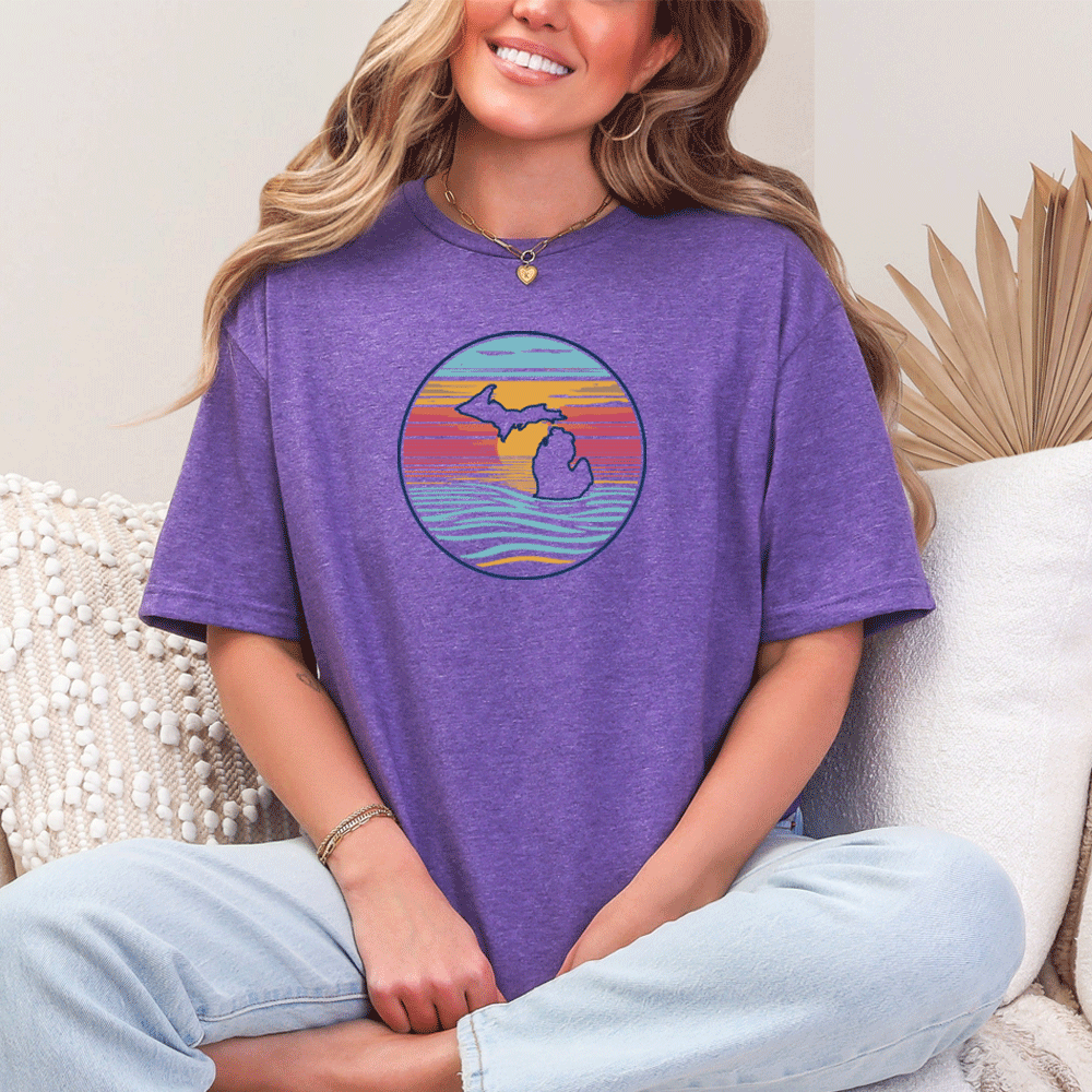 "Sunrise Over Michigan" Relaxed Fit Crew Unisex T-Shirt