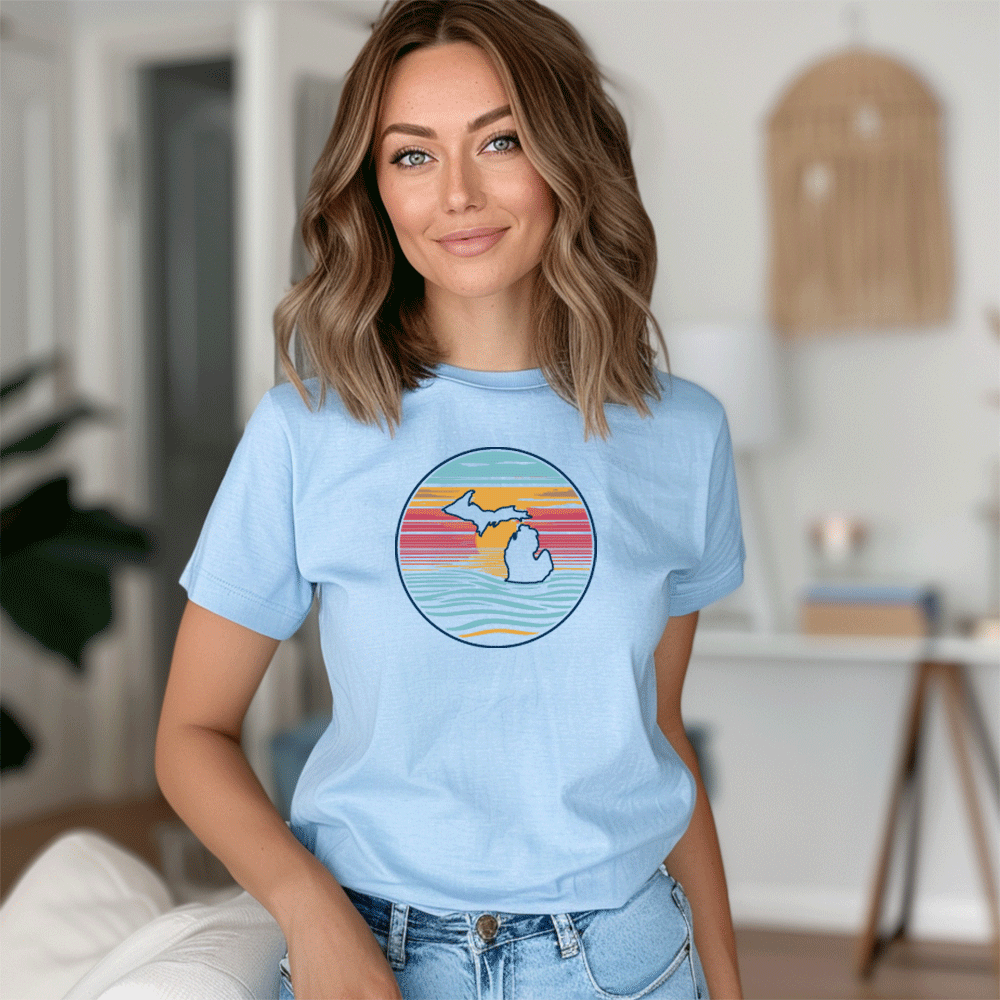 "Sunrise Over Michigan" Relaxed Fit Crew Unisex T-Shirt