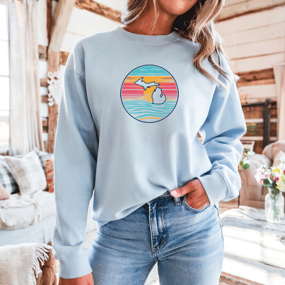 "Sunrise Over Michigan" Relaxed Fit Classic Crew Unisex Sweatshirt
