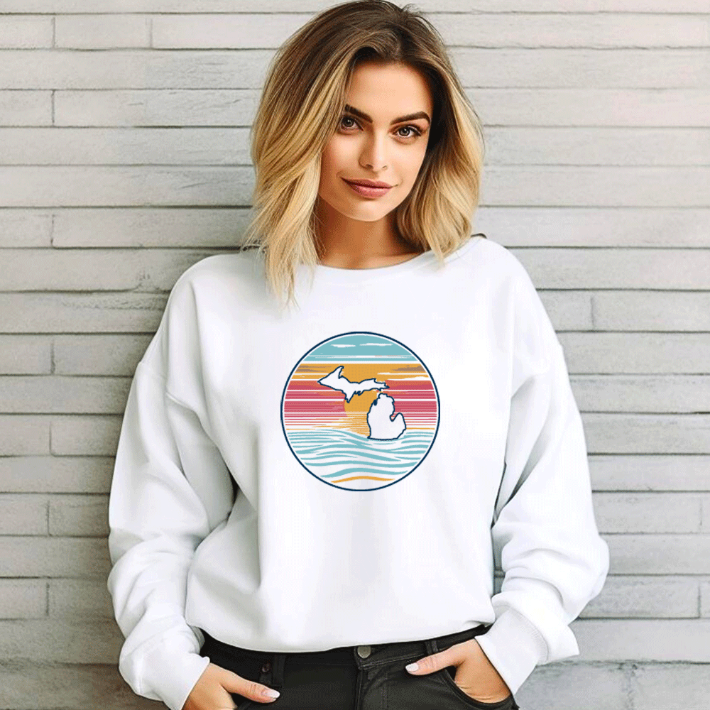 "Sunrise Over Michigan" Relaxed Fit Classic Crew Unisex Sweatshirt