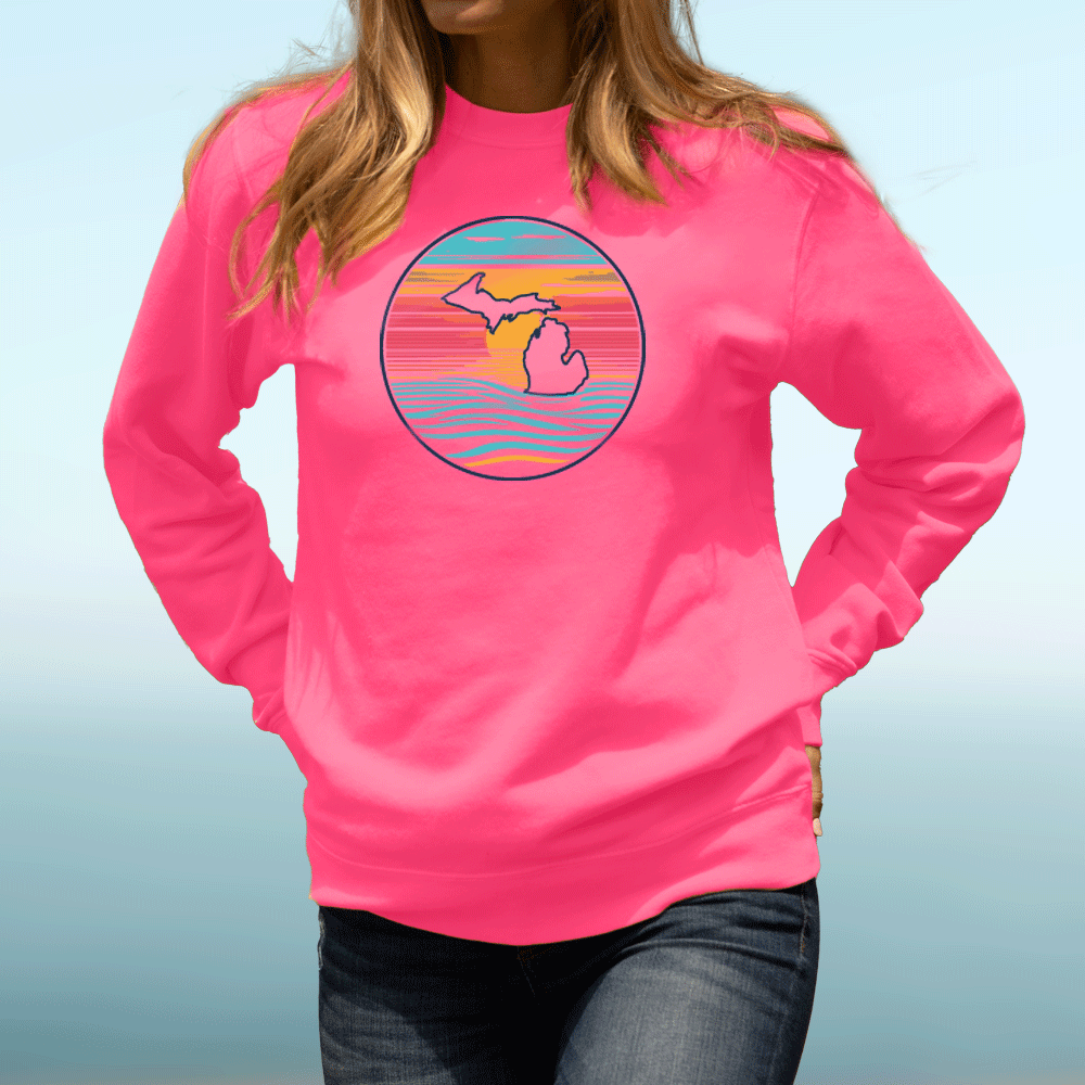 "Sunrise Over Michigan" Relaxed Fit Classic Crew Unisex Sweatshirt