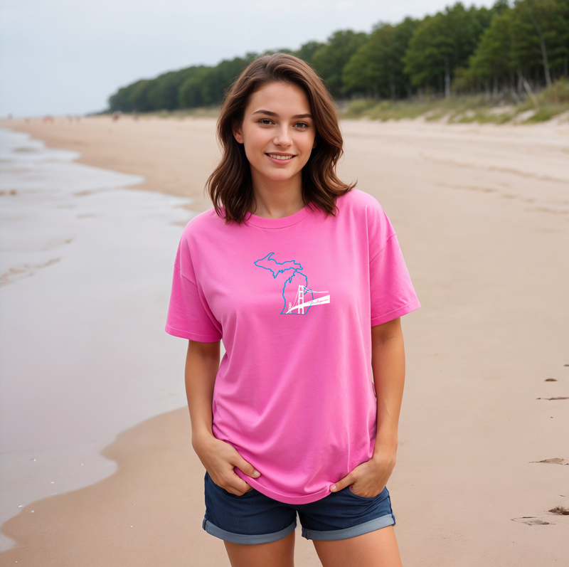 "NEW Michiganian Bridge" Relaxed Fit Crew Unisex T-Shirt